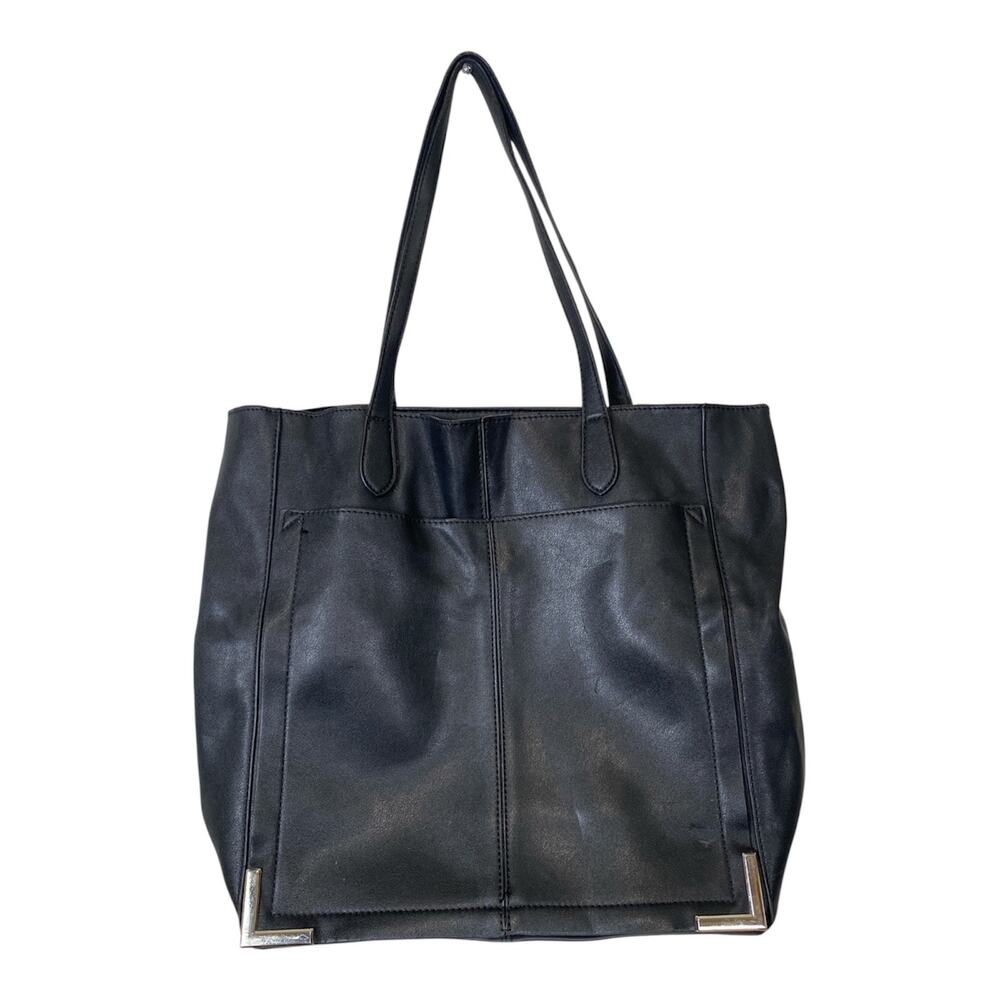 Steve Madden Faux Vegan Leather Black Tote Bag Large